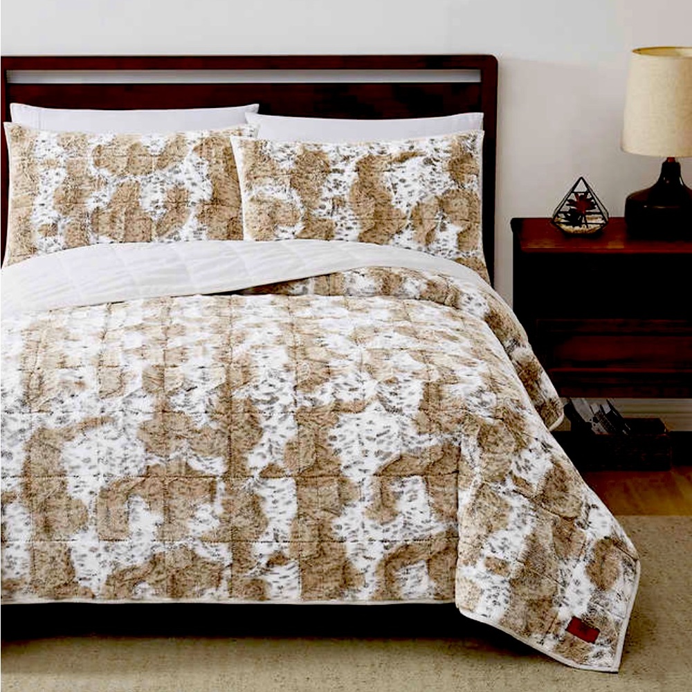 FRYE 3-piece QUEEN Faux Fur Quilt Set